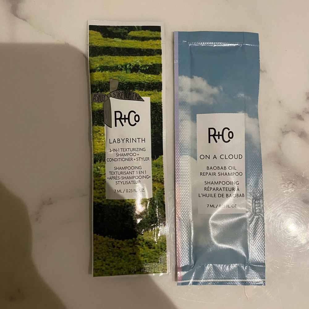 R+Co Hair Product Sample Set Labyrinth Dallas Television On a cloud shampoo - Picture 2 of 4